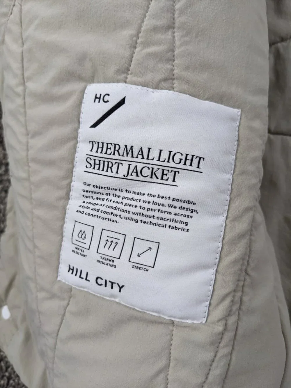 Hill City Shirt Jacket Quilted Thermal Light Water Resistant Stretch Mens Large